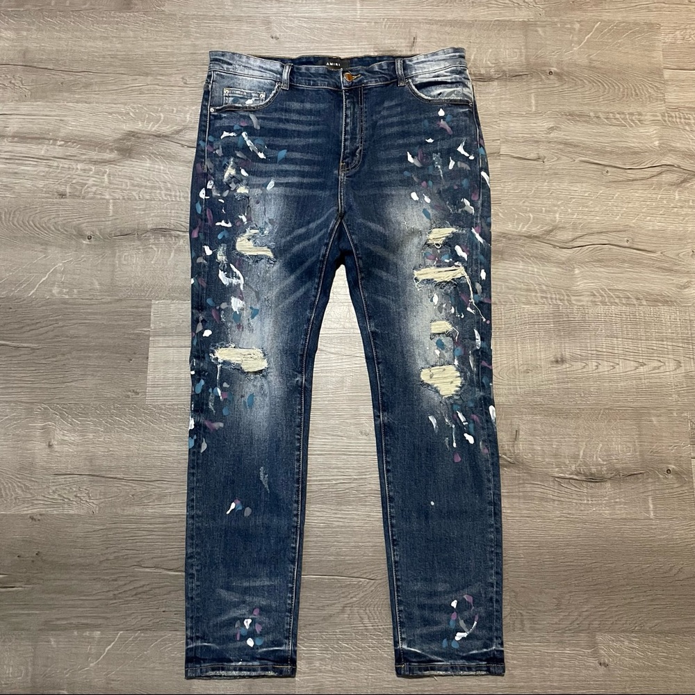 Amiri Paint Splatter Distressed Jeans